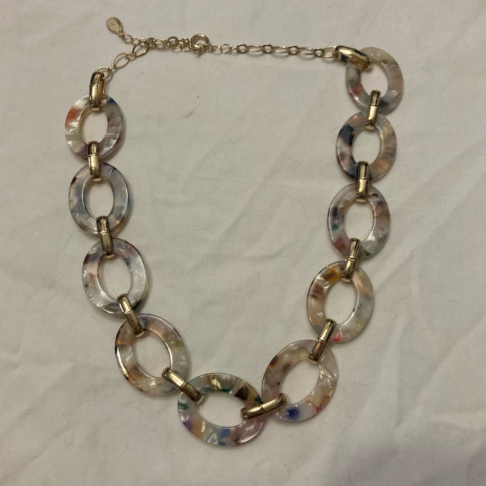 5-24 Ann Taylor LOFT short necklace Colorful goldtone acrylic